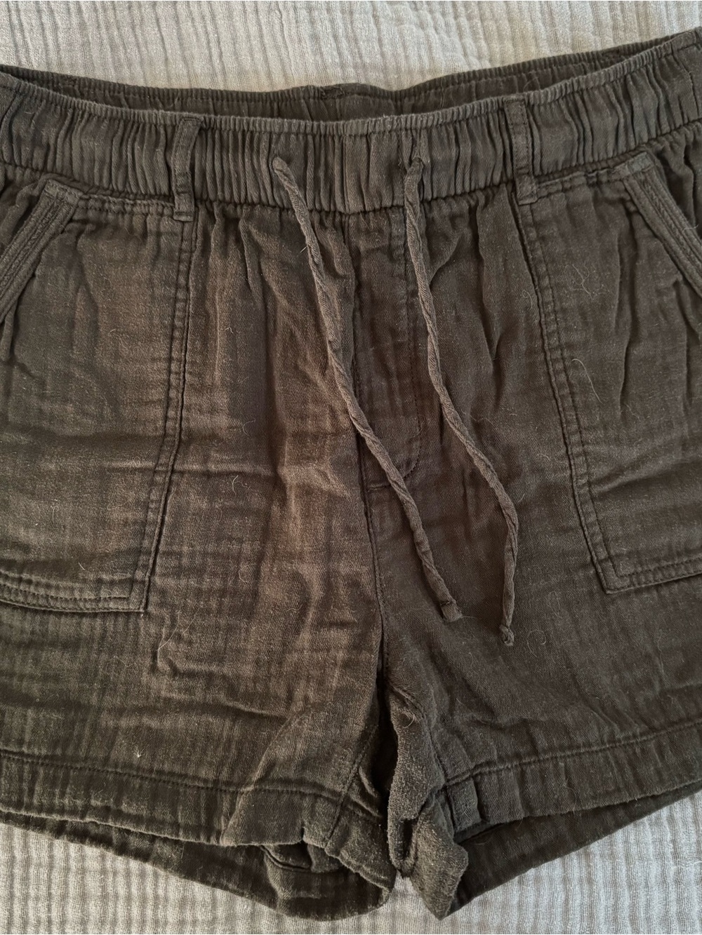 Old Navy Black Cotton Double Gauze Pull-On Shorts Size Medium